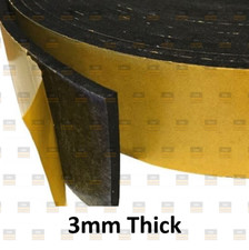 3mm Thick - Adhesive Backed Rubber Roll Strip - 18mm to 100mm wide - VAT inc