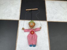 VINTAGE PELHAM WOODEN HEAD CLOWN STRING HAND PUPPET MARIONETTE