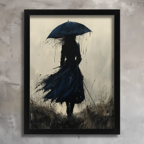 Abstract umbrella lady - lady, wall
