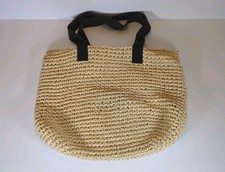 Large Straw Tote Bag Zip Up