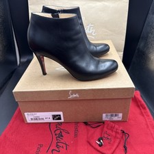 Christian Louboutin Belle 85 Black Leather Ankle Boots Size Uk 4.5 Eu 37.5