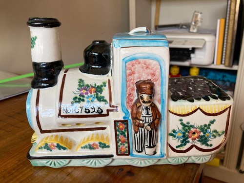 Vintage pottery train night - vintage,