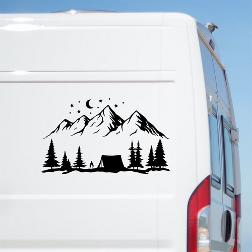 Camping tent mountain sticker - mountain,