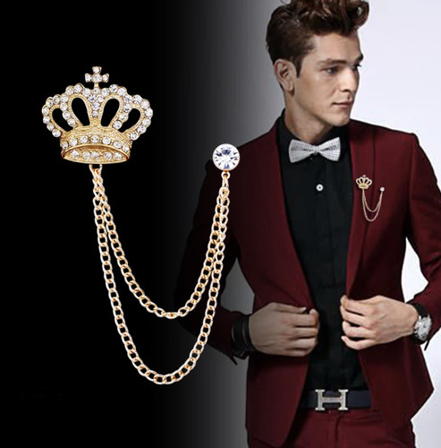 Crown king brooch gold silver - crown,