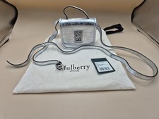 Mulberry Micro Sadie Square Crinkled Metallic Leather Silver Bag Clutch