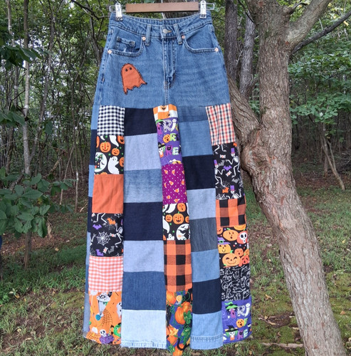 Halloween patchwork maxi denim - patchwork,