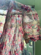 Original 1930's Voile Cotton Floral Summer Tea Dress, XS