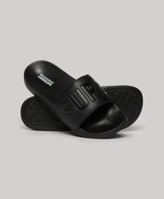Superdry MF310255A Vegan Logo Pool Sliders - BLACK MONO