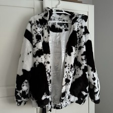 Motel Rocks Cow Print Black and White Jacket in UK Size Medium. 