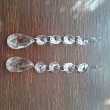 2 Long Chandelier Glass drops / droplets - 12cm