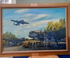 Lancaster Bombers - WW2 - Original Oil Painting - Large Size & great details 