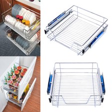 Pull Out 300-600mm Wire Baskets Kitchen Cabinet Soft Close Runner Pantry Shelves