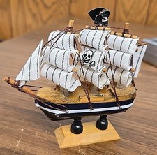 Miniature Wooden Pirate Ship ~