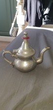 Vintage Moroccan Silver Plated Brass Tea Pot