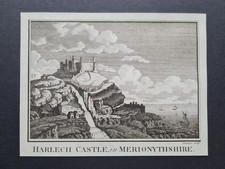 Antique 1786 print - , harlech
