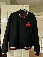 DSquared2 Logo Varsity Jacket Size 50 Mens Large Black Red