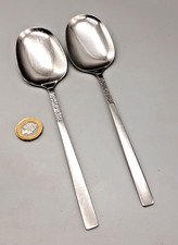 2 Viners Mid Century Stainless Steel Love Story Table Serving Spoons - 20cm