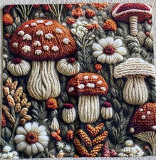 Mushroom Toadstool Home Decor Soft Touch Cushion Cover Knitted Effect 45 x 45cm