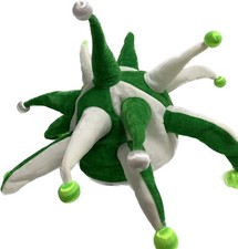 Football, Rugby, Fancy Dress Supporters Jester Hat Green & White Flashing Lights