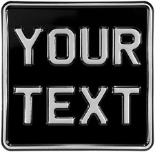 6.5x6.5 novelty black and silver Kids motorcycle pressed number plate text metal