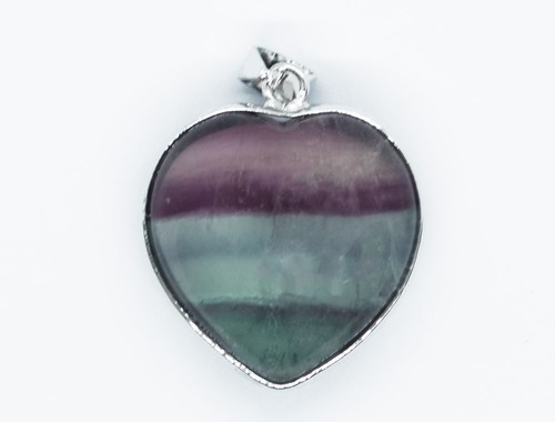 Pendant heart caged - pendant, fluorite