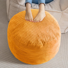 Fluffy orange corduroy pouf - fluffy,