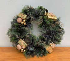 Vintage Christmas Wreath Candle Ring Centrepiece Hanging Decoration Plastic 30cm