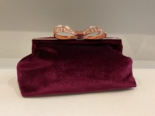 Ted Baker Velour Burgundy Rose Gold Clutch Bag