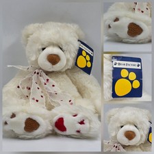 Bear Factory White / Cream Teddy With Tags Soft Plush Toy New Valentine Hearts 