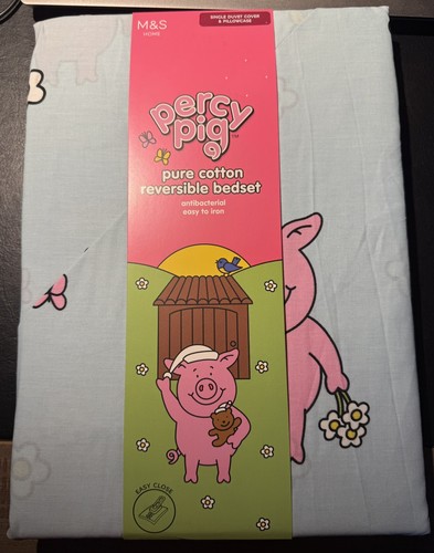 Percy pig single duvet - m&s,