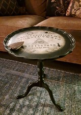 Upcycled Vintage Side Table with Custom Ouija Design – Witchy Gothic Decor