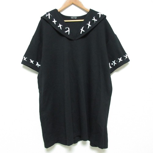 Candy stripper short - short, sleeve