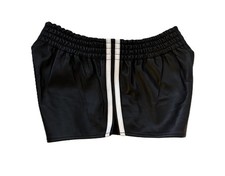 Black Leather Athletic Shorts