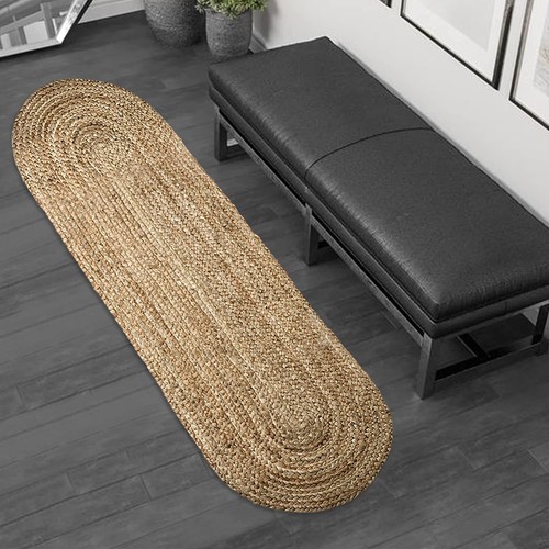 Rug oval runner jute handmade - rug,
