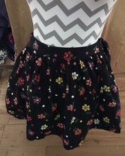Dark blue Black Multi floral cotton skater flared skirt Topshop 8 10 BNWT