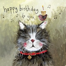 Alex Clark cat card.Happy