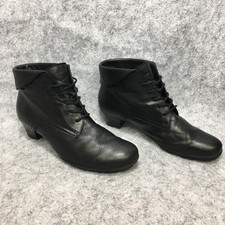 Gabor Ankle Boots Women's UK 5 Black Leather Lace Up Block Low Heels
