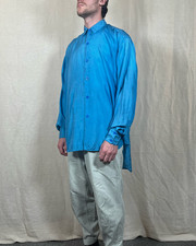 Katherine Hamnett Blue Silk Classic Oversized Shirt L