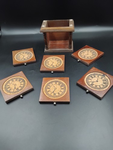 Vintage wooden coaster - wooden, set
