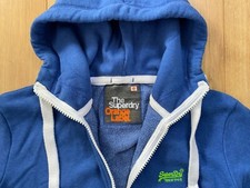 MENS SUPERDRY PREIMIUM ORANGE LABEL BLUE FULL ZIP HOODIE JACKET SMALL