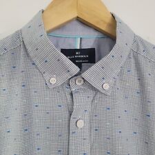 Mens BLUE HARBOUR Shirt Large Short Sleeved  Geometric Cotton Oxford Casual
