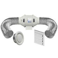 AirTech-UK FlowMax Elite Inline Bathroom Fan Kit Timer 4 Inch Silent 2 Speed