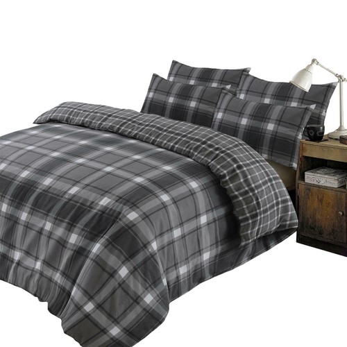 Brushed cotton tartan duvet - brushed,