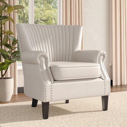 Retro beige armchair - beige, back
