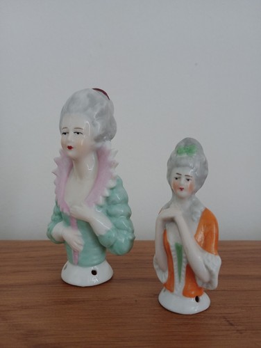 Pair china bisque half - china, dolls