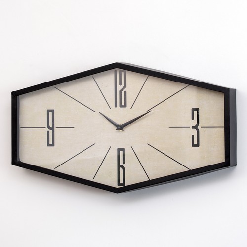 Retro hexagon wall clock large - retro,