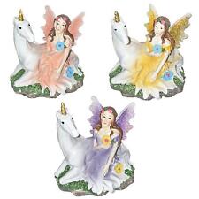 The Fairies Enchanted Garden Sitting Fairy with Unicorn - Choose Colour
