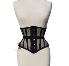 Mesh Underbust Black Steel Boned Corset Waist Training Womens Mesh Corset