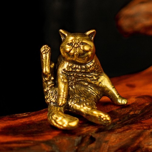 Brass cat figurine 18x0 98in - brass,