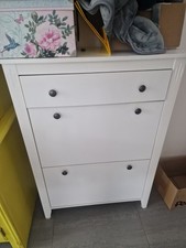 White Shoe Cabinet with flip Drawers & Storage
